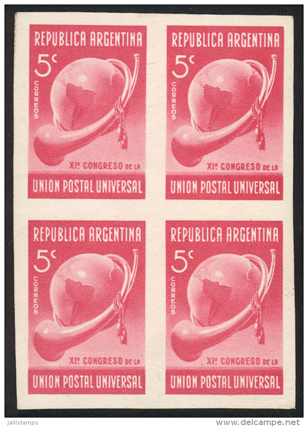 GJ.823, 1939 UPU Congress, TRIAL COLOR PROOF, Imperforate Block Of 4 Printed On Paper, VF Quality! - Autres & Non Classés