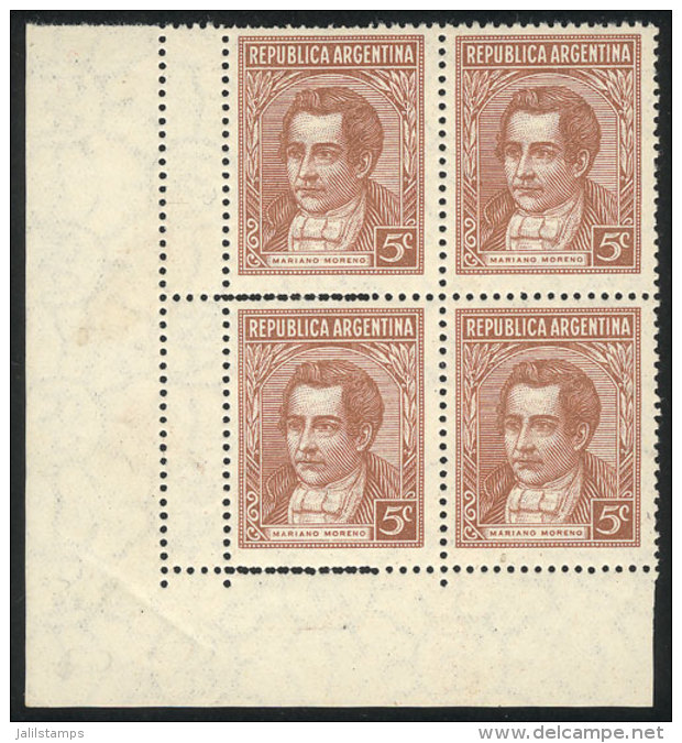 GJ.744, Corner Block Of 4, The Left Pair With DOUBLE PERFORATION Producing 2 Small Labels, VF Quality! - Autres & Non Classés