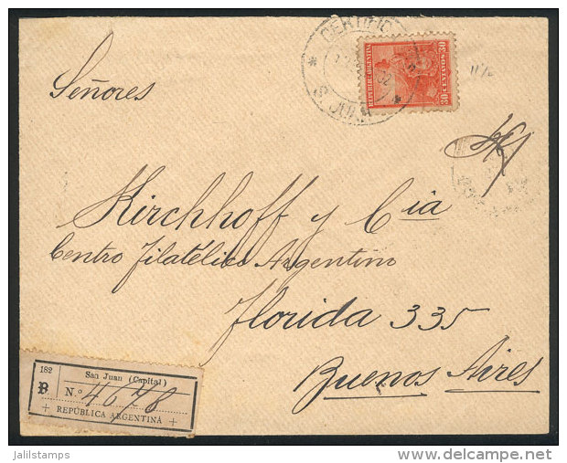 GJ.233, Seated Liberty 30c. Bright Red, Franking ALONE A Cover From SAN JUAN To Buenos Aires On 13/SE/1902, VF... - Autres & Non Classés