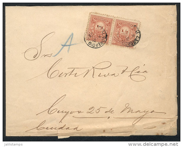 Folded Cover Of A Printed Circular Used In Buenos Aires On 31/MAR/1886, Franked With GJ.77 Pair, Cancelled BOLSA DE... - Autres & Non Classés