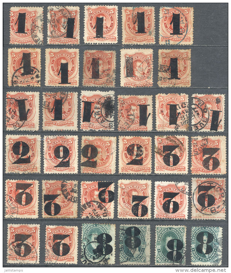 GJ.45/47, 1877 Provisionals, 35 Stamps (many With Inverted Overprint), ALL FORGERIES, Very Interesting Lot For The... - Autres & Non Classés