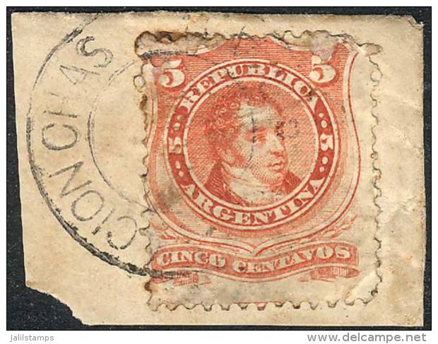 GJ.38, On Fragment With The Extremely Rare ESTACION CHAS Cancel, Minor Defects, Few Known! - Autres & Non Classés