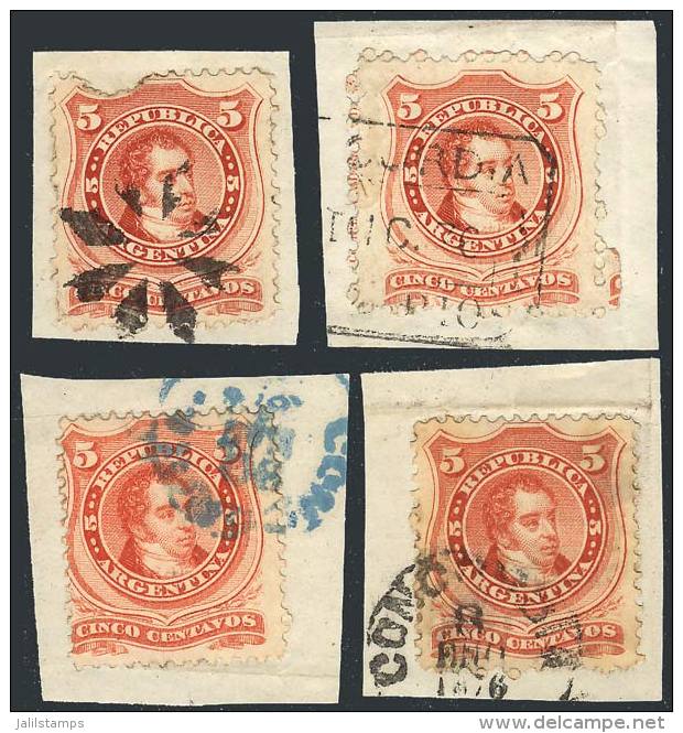 GJ.38, 4 Fragments With Various Cancels Of CONCORDIA, Excellent Quality! - Autres & Non Classés