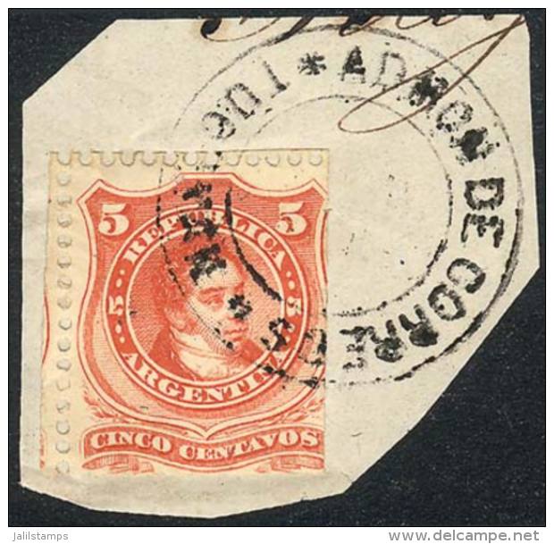 GJ.38 On Fragment With Double Circle ADMON DE CORREOS DE TUCUMAN Cancel, VF Quality, Rare! - Autres & Non Classés