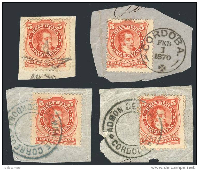 GJ.38, 4 Examples On Fragments With Different Cancels Of C&Oacute;RDOBA, Excellent Quality! - Autres & Non Classés