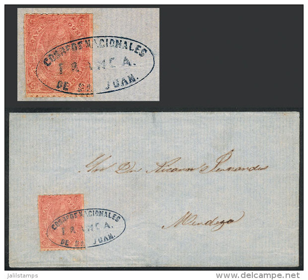 GJ.25Ba, 4th Printing, LILAC ROSE, Also MULATTO, Franking A Folded Cover Sent From San Juan To Mendoza, Excellent... - Lettres & Documents