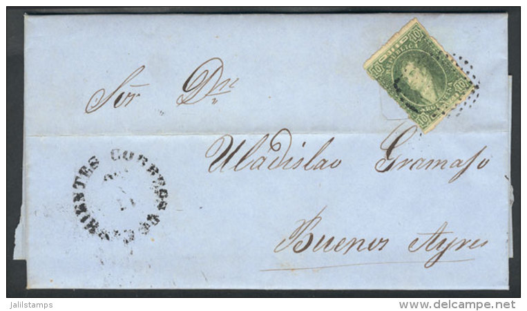 GJ.23, 10c. Green, Franking An Entire Letter Sent From CORRIENTES To Buenos Aires On 16/MAR/1866, With Dotted... - Lettres & Documents