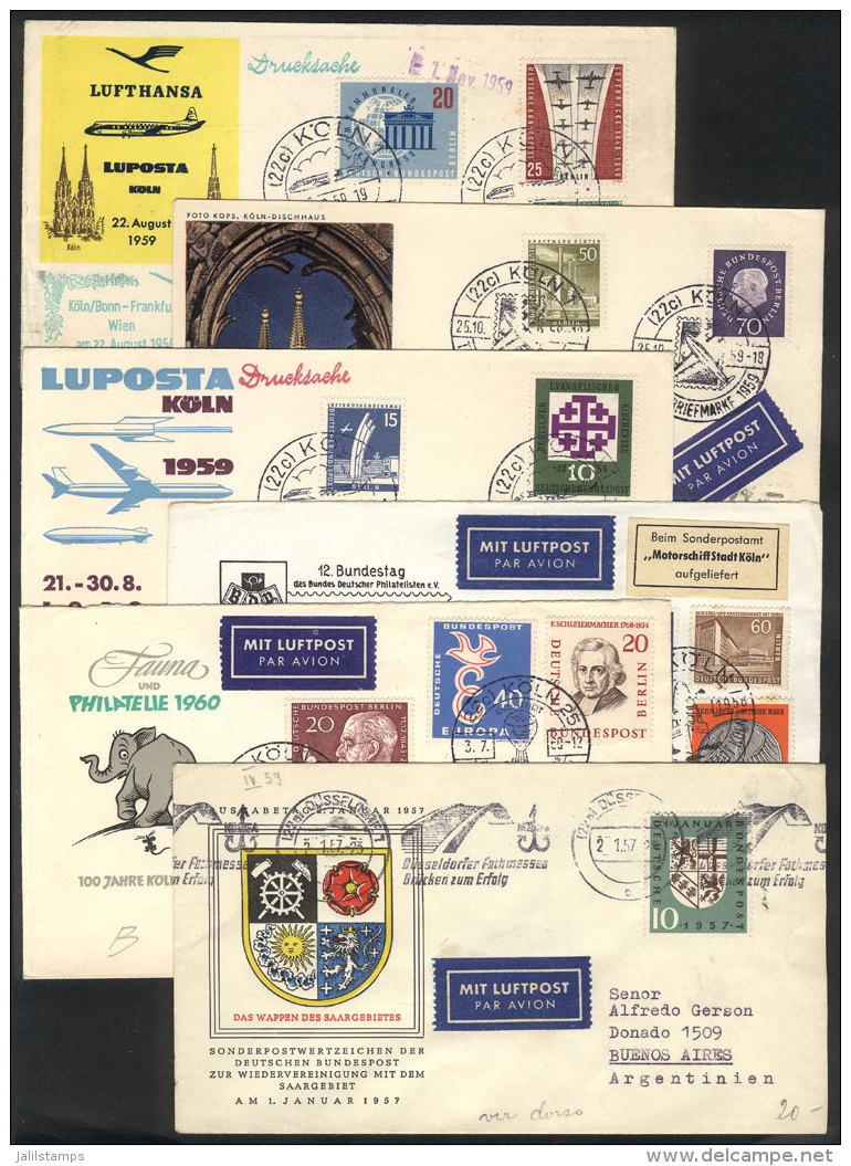 6 Covers Sent To Argentina Between 1958 And 1960, Some Are First Flights, Interesting! - Autres & Non Classés