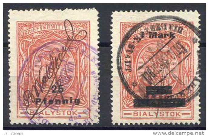 Michel 1 + 2, 25Pf. And 1Mk. Issued In 1916, Used, VF Quality, Rare. Michel Catalog Value Euros 610. - Autres & Non Classés