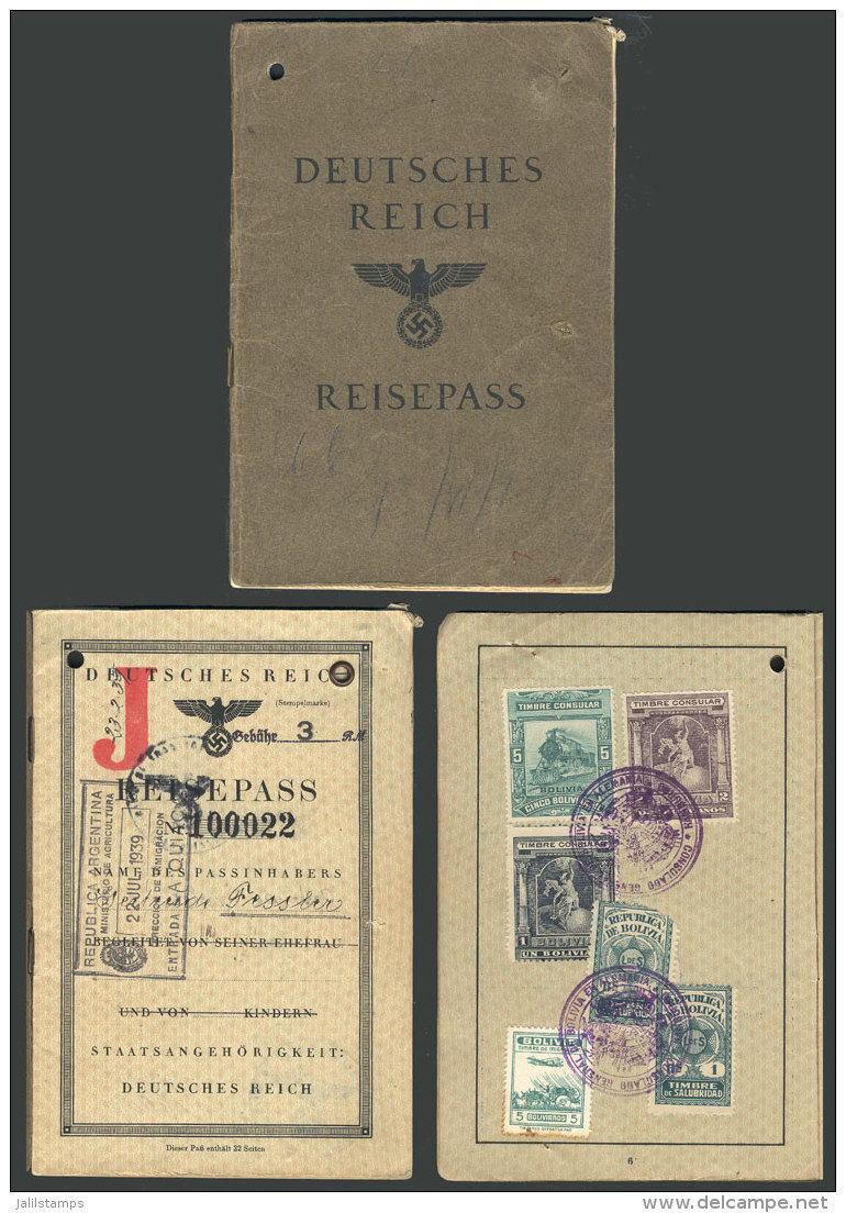 PASSPORT FOR A JEWISH WOMAN: Issued On 23/FE/1939 To Miss Gertrude Fessler, Marked With A Large Red "J" On The... - Autres & Non Classés