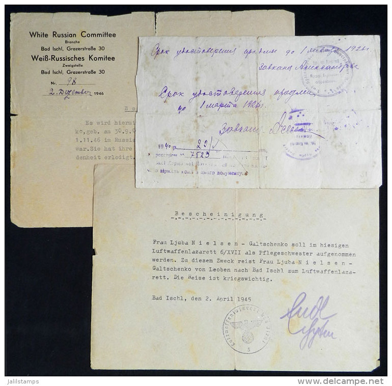 3 Interesting Documents Of 1926 (Russia), 1945 (with Nazi Stamp) And 1946 (Russian Occupation In Germany),... - Autres & Non Classés