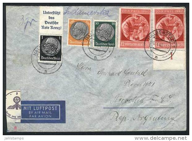 Cover Sent To Argentina On 20/AP/1940 (Hitler's Birthday) With Very Nice Postage, With Censor Label On Reverse, VF... - Lettres & Documents