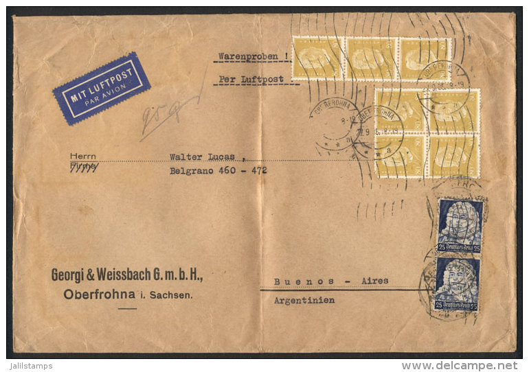 Large Cover Sent On 27/SEP/1935 To Argentina, Franked By Pair Michel 575 + 437 (block Of 4 + Strip X3!!),... - Lettres & Documents