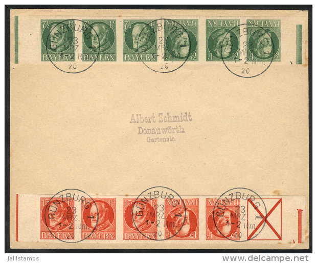 Cover With Interesting Postage That Includes 2 Imperforate Strips Of BAYERN With TETE-BECHES, Cancelled 23/MAR/1920... - Briefe U. Dokumente