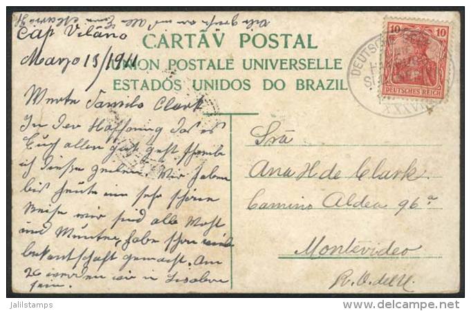 Postcard (view Of Rio De Janeiro, From The Corcobado) Sent From Ship CAP VILANO At Sea To Montevideo On 15/MAR/1911... - Briefe U. Dokumente