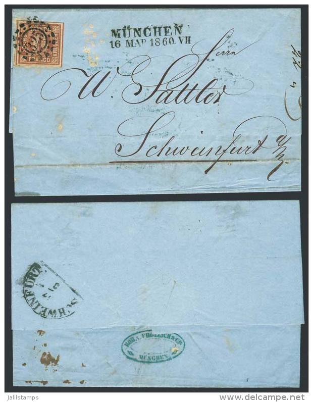 Entire Letter Franked With 6Kr. (Sc.5) With "325" Numeral Cancel, Sent From M&uuml;nchen To Schweinfurt On... - Other & Unclassified