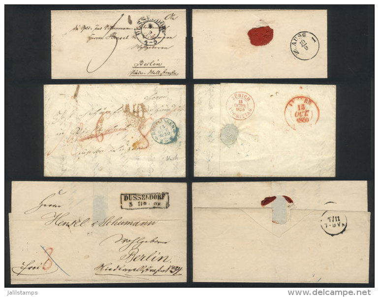 1849/1857: 3 Folded Covers Sent To Berlin (2) And Switzerland, With Interesting Postal Markings, VF Quality! - Sonstige & Ohne Zuordnung