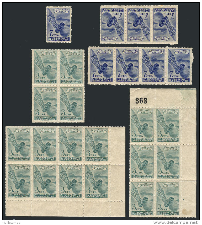Sc.584/585, 1951 Football World Cup, 8 Complete Sets Of 2 Values + Other Examples Of 3c. Green, All MNH And Of... - Sonstige & Ohne Zuordnung
