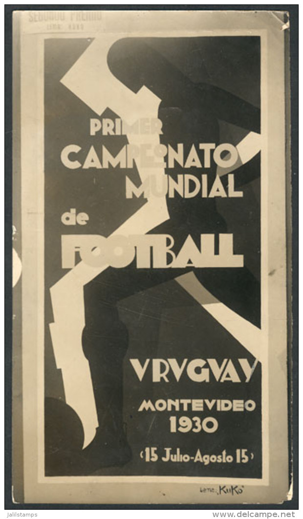 Photographic Proof Of A Cinderella For The Football World Cup Of 1930, 2nd Prize In The Design Contest, Size 10 X... - Sonstige & Ohne Zuordnung