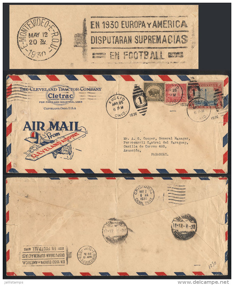 Airmail Cover Sent From USA To Paraguay On 25/AP/1930, In Transit In Montevideo (Uruguay) It Received On 12/MAY A... - Sonstige & Ohne Zuordnung