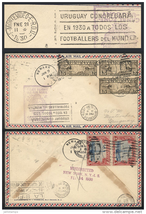 Airmail Cover Sent From USA To Montevideo On 9/JA/1930 (first Flight Canal Zone - Ururuguay), On Arrival It... - Sonstige & Ohne Zuordnung