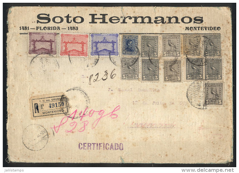 Registered Cover Sent From Montevideo To Buenos Aires On 8/NO/1928, Franked By Sc.388/390 (Football Team Olympic... - Autres & Non Classés