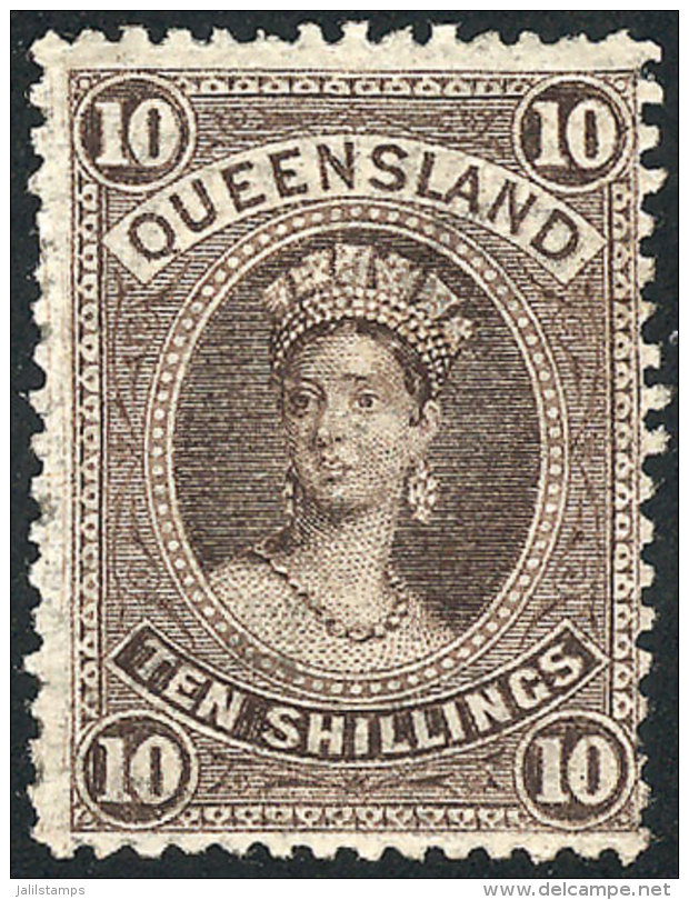 Sc.77, 1882/5 10Sh. Dark Brown, Mint Original Gum, VF Quality, Catalog Value US$425. - Neufs