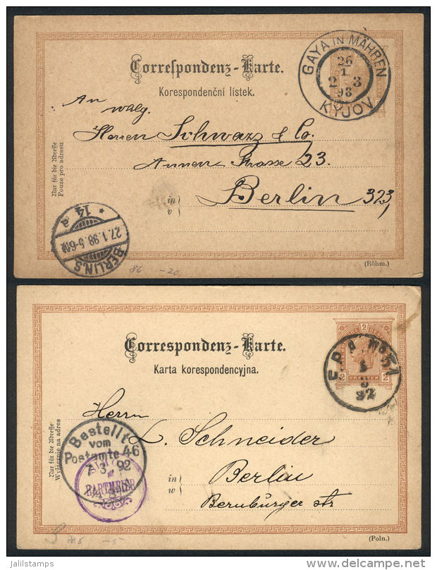 1889-1903 12 Postal Cards (PS) Used, Interesting Postmarks: Andrychau, Pruchna, Spalato, Aussis, C.P.A.N&ordm;51,... - Sonstige & Ohne Zuordnung