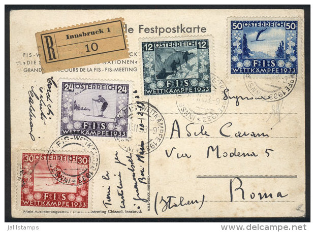 Special PC Franked By Yvert 426/9 (Congress Of The Intl. Ski Federation), Sent Registered To Roma, With Special... - Autres & Non Classés