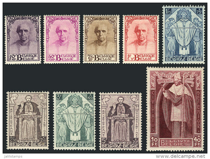 Sc.B114/122, 1932 Cardinal Mercier, Cmpl. Set Of 9 Values, Mint Lightly Hinged, Fine To VF Quality (Sc.B120 With... - Autres & Non Classés