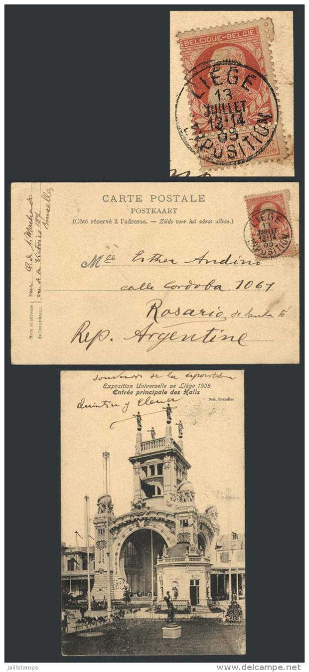 Special Postcard Of The Liege World Expo, Sent To Argentina Franked With 10c. And Special Postmark Of The Expo For... - Autres & Non Classés