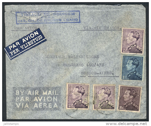 Airmail Cover Franked 17.75Fr., Sent From Gand To Argentina On 14/OCT/1938, VF! - Other & Unclassified