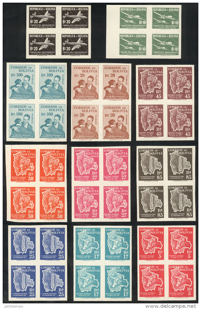 18 Different Imperforate Blocks Of 4, Very Thematic: Oil Refinery, Airplane, Map, Economy Etc. All MNH And Of... - Bolivia