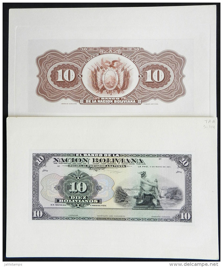 Color PROOFS Of The Front And Back Side Of A Banknote Of 10B. Printed In 1911 By The American Bank Note Co. Of New... - Bolivie