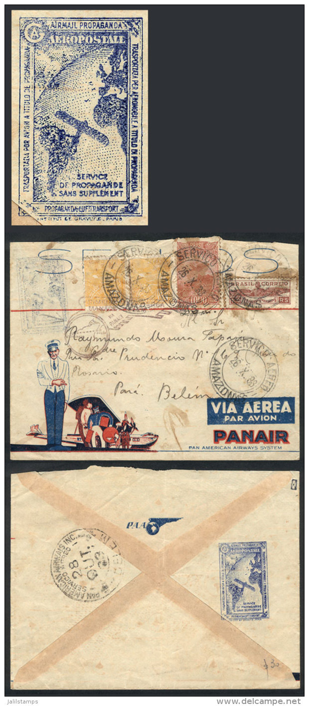 26/OC/1933 Manaos - Belem: Panair First Flight, Interesting Cover, With Advertising Mark Of Cie. Aeropostale On... - Sonstige & Ohne Zuordnung