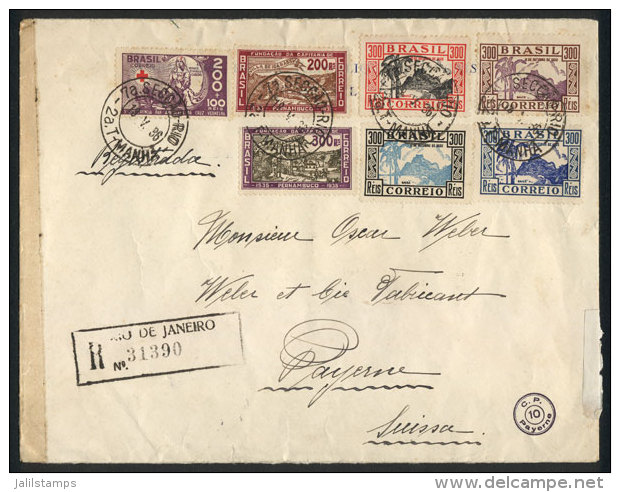 Registered Cover With Multicolored Postage (7 Different Commemorative Stamps), Sent To Switzerland On 19/MAY/1936,... - Autres & Non Classés