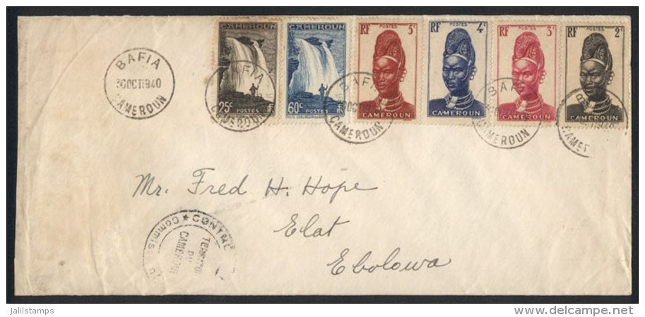 Censored Cover Sent From Bafia To Ebolowa On 30/OC/1940 With Nice Postage Topic WATERFALLS, VF! - Cameroun (1960-...)