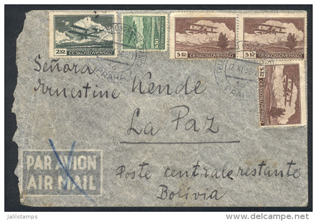 Cover Franked With 17.50K., Sent By Air Post To BOLIVIA On 12/NO/1938, On Reverse Praha And Buenos Aires Transit... - Autres & Non Classés