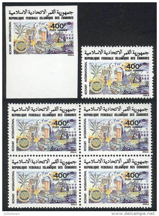 Sc.C107, 1979 Rotary, Single + Block Of 4 + IMPERFORATE Single, VF Quality! - Comores (1975-...)
