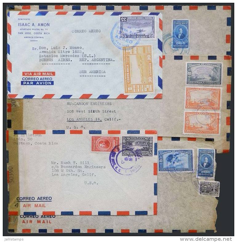 5 Covers Used Between 1944 And 1954, Nice Postages, Several Censored, VF General Quality! - Costa Rica