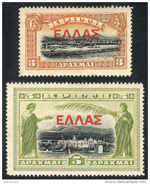 Sc.119/120, 1909/10 3d. And 5d., High Values Of The Set, VF Quality, Catalog Value US$140 - Crète