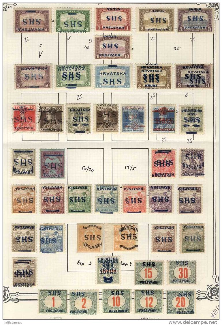 Old Collection On 3 Album Pages With Overprinted Hungary Stamps, Including A Number Of Varieties (double And... - Croatie