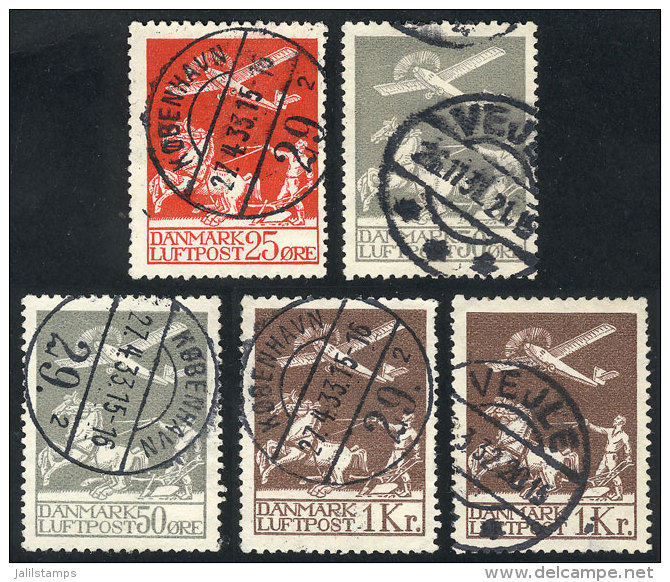 Sc.3 + 4 (x2) + 5 (x2), 5 Used Examples, POSTMARKS SOLD AS IS (without Guarantee), Fine To VF Quality, Catalog... - Autres & Non Classés