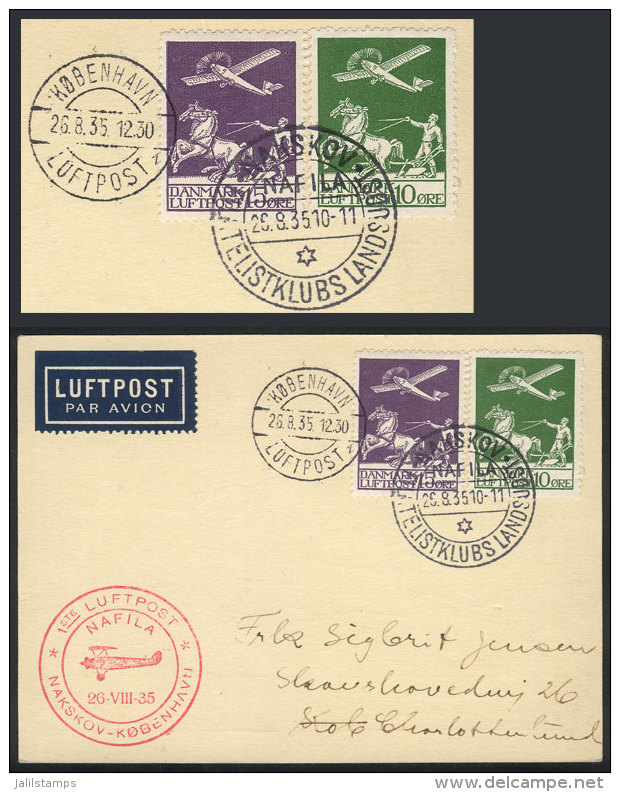 26/AU/1935 First Flight Nakskov - Kobenhavn: Card Franked By Sc.C1 + C2 (value As Used US$160), Very Fine Quality! - Autres & Non Classés