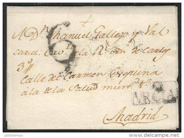Entire Letter Sent From Hellin To Mr. Manuel Gallego Y Valcarcel In Madrid On 10/MAR/1793, With Framed "E MURCIA"... - Autres & Non Classés