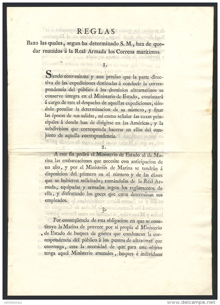 RULES For Maritime Mail: Original Printed Document (8 Pages, Along The Original Manuscript With The Same Text)... - Autres & Non Classés