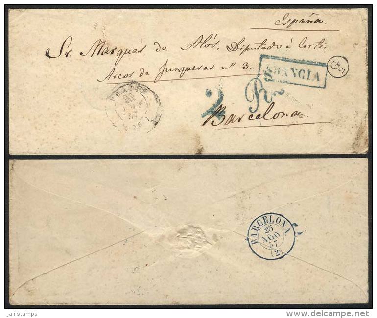 Cover Sent From PARIS To "Sr. Marqu&eacute;s De Al&oacute;s, Diputado A La Corte, Barcelona", With Several Postal... - Autres & Non Classés