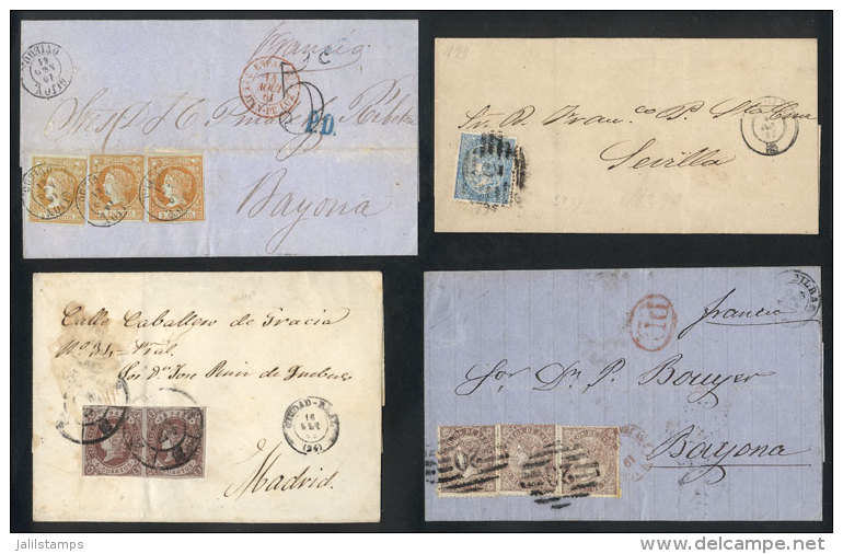 4 Folded Covers Used Between 1861 And 1869, Fine To VF Quality, Interesting! - Autres & Non Classés