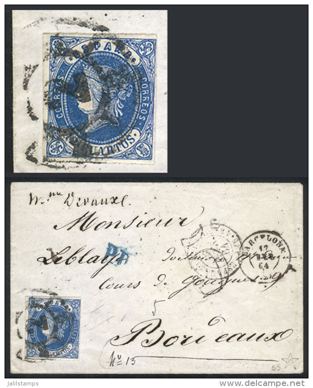 Cover Sent From Barcelona To Bordeaux On 17/FE/1864, Franked With Sc.57, VF Quality! - Autres & Non Classés