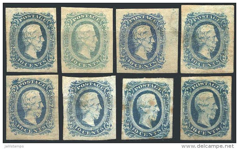 Sc.11 (x6, Different Colors) + 12 (x2), 5 With Original Gum, The Rest Without Gum. Most Of Fine To VF Quality, Some... - 1861-65 Etats Confédérés